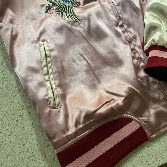 Reversible polyester satin jacket with embroidered details - Picture 9 of 10